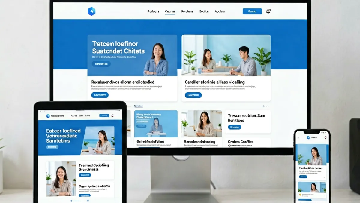 久久在线门户首页概览画面，多屏设备上同时展示资讯卡片与分类导航的聚合效果
